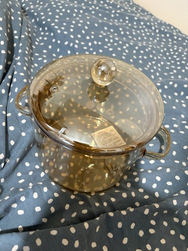 Amber glass soup pot with - amber,