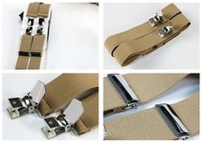 4 Clip Men's Braces Elasticity Adjustable Elasticated Suspenders Heavy No Box