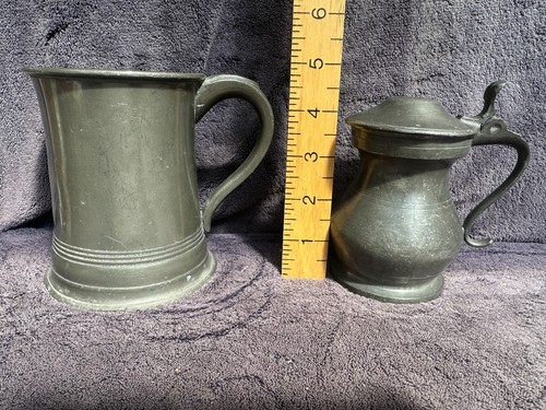 Two antique vintage - antique, pewter