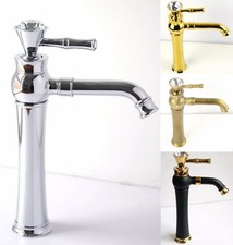 Diamante Vintage Monobloc Basin Sink Polish Chrome Brushed Steel Tall Mixer Tap