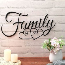 Metal Wall Sign FAMILY Word Wall Hanging Decoration Ornament Arts Home Modern