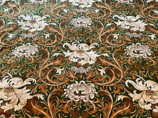 Jonelle 1980 William  Morris ‘Medway’ Bottle Green & Caramel Cotton Floral 60x50