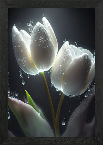 Tulips flowers framed wall - tulips,
