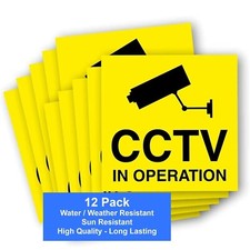 CCTV Warning - CCTV In Operation Vinyl Sticker - 12 pack 100mm Sq - Waterproof