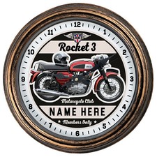 Personalised Motorcycle Clock Rocket 3 BSA Round Hanging Wall Biker Gift MBC04