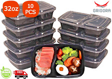 10x 2 Compartment Meal Prep Containers Plastic Reusable Food Storage Lunch Box