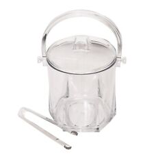1.5L Ice Bucket With Lid, Tong & Handle Clear Plastic Beverage Drinks Bar Party