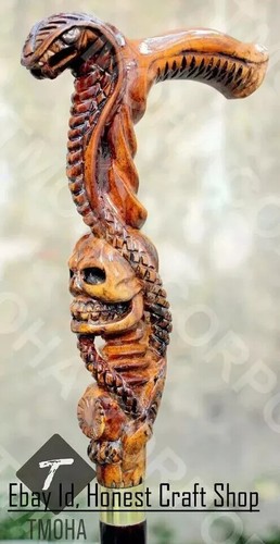 Hand carved wooden snake - hand,