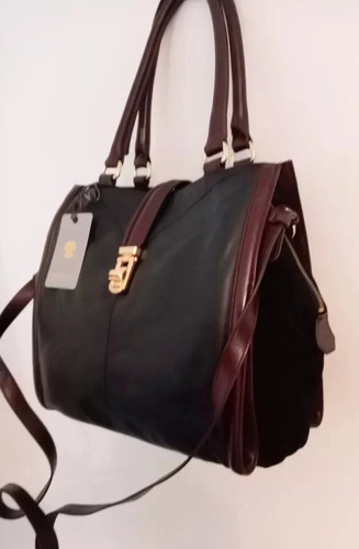 Modalu black leather shoulder - black,