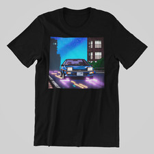 Anime Ae86 Car In Japanese Night Street Printed Cotton Men's Unisex T-Shirt Top