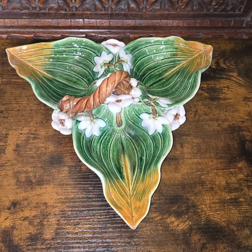 Antique majolica leaf - , 3