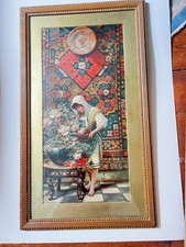 Antique large Pears  1891 in original gilded frame Oriental print 92cm X 50cm