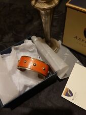 Aspinal of London Orange Dark Tan Python Leather Stud Cuff Size One Used No Box.