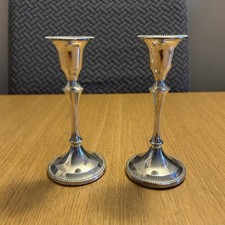 Silver Chrome Candlesticks Set