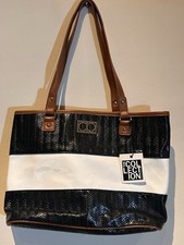 New Debenhams Collection Black /Brown /Cream Patent Shoulder Bag