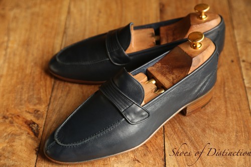 Bally navy blue leather shoes - blue,