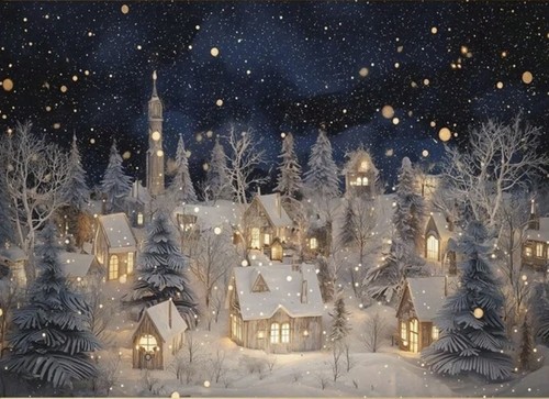 Christmas winter village wall - christmas,