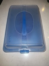 Large Blue Plastic Tray With Lid & Handle Food Ice Packs To Transport Baking