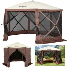 VEVOR Pop-up Camping Gazebo Camping Canopy Shelter 6 Sided 12' x 12' Sun Shade
