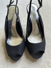 Roland Cartier ‘Harrington’ Black Shimmer Peep Toe Heel Shoes, Size 40 (UK 7)