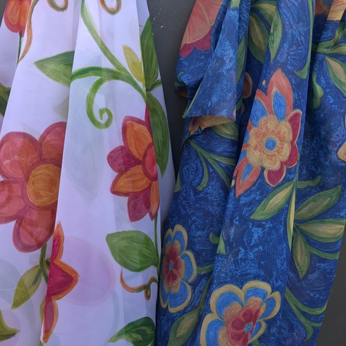 Colourful floral voile - floral, fabric