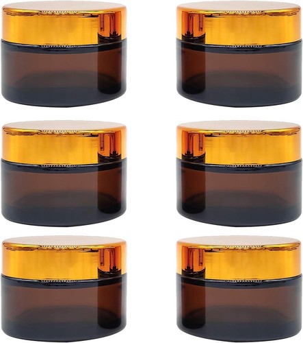 Pcs amber glass jars - 6,