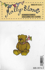 Molly Blooms Teddy Bear Rubber Stamp for cardmaking, scrapbooking, crafts