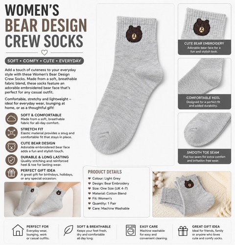 Women light grey bear crew - women's,