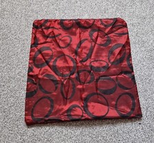 Cusion Cover Dark Red Silk Look Circle Print Zipped 44 x 44cm