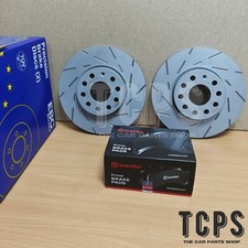 FOR VW TOURAN VAN 2.0 FSI 2004-2007 FRONT BREMBO PADS & EBC SLOTTED DISCS 288MM
