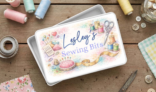Personalised tin sewing - tin,