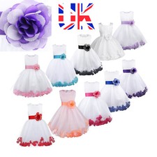 Girl Flowers Petal Sleeveless Wedding Formal Pageant Princess Bridesmaid Dresses