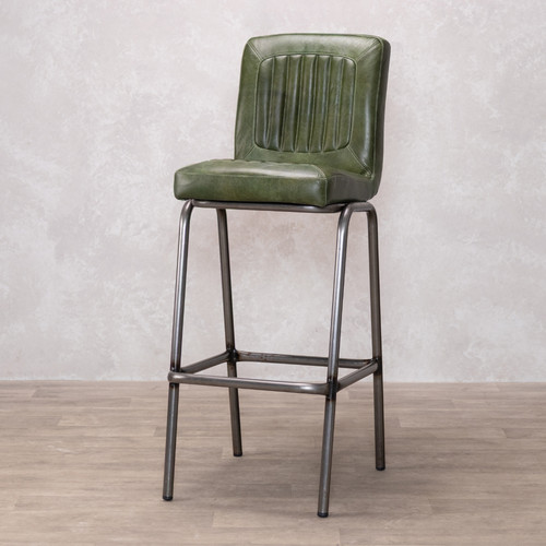 Pine green leather stools - pine,