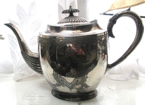 Teapot silver plate 19th - silver,