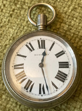 A used vintage manual metal case Russells Railway Pocket Watch -Spares or Repair
