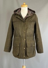 Barbour Blaise Liberty Olive hooded Parka wax cotton Coat Jacket Size UK 10
