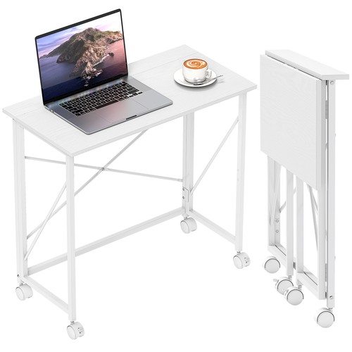 Homcom folding desk wheels - desk,