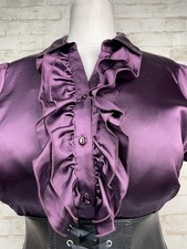 Purple Shiny Satin Ruffle