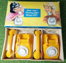 Rare Original 1960s Carraro Rotary Telephone Intercom Childs House Phone Toy 