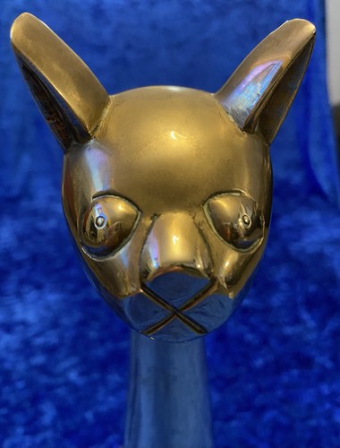 Vintage brass cat ornament - brass,
