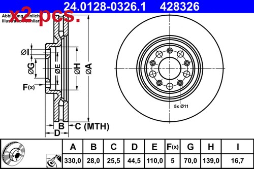 Pcs front brake disc - x2, rotos