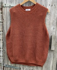Peter Hahn Burnt Orange Chunky Tank Top Sleeveless Jumper Size 20