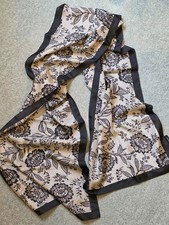 New LAURA ASHLEY Long Silk Scarf - Floral,  in black and white. 180cm &37cm 
