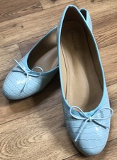 French Sole Mint Green  Patent Croc Print Leather Ballet Flats EUC  41.5eu 7.5uk