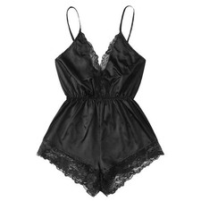 Womens Ladies Satin Silk Lace