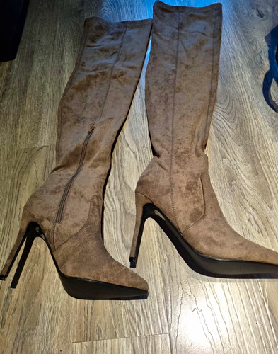 Women brown faux suede - faux,