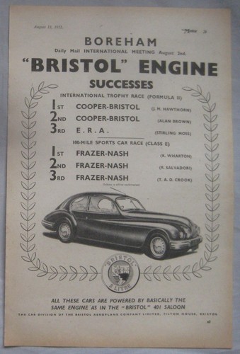 1952 bristol cars - cars, original