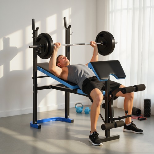 Adjustable weight bench with - adjustable,