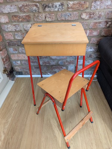 Vintage school desk - school, chair