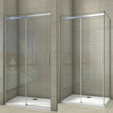 Frameless Shower Enclosure Sliding Door AICA Tempered Glass Screen Cubicle +Tray